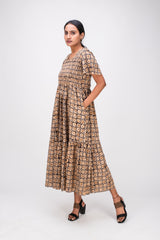 565-132 White Lotus "Cory" women's Smocking Maxi Dress