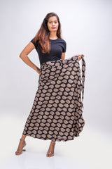 KK3008 Wrap Skirt - Black Paisley