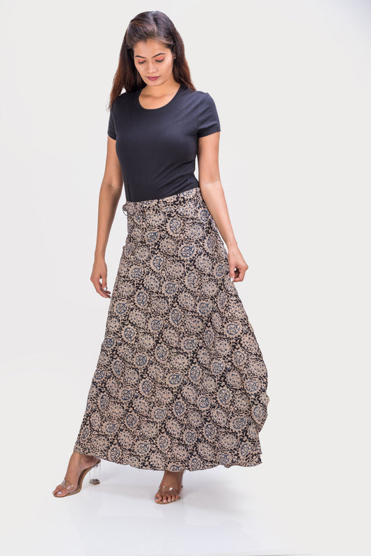 KK3001 "Wrap Skirt" - Blue Paisley