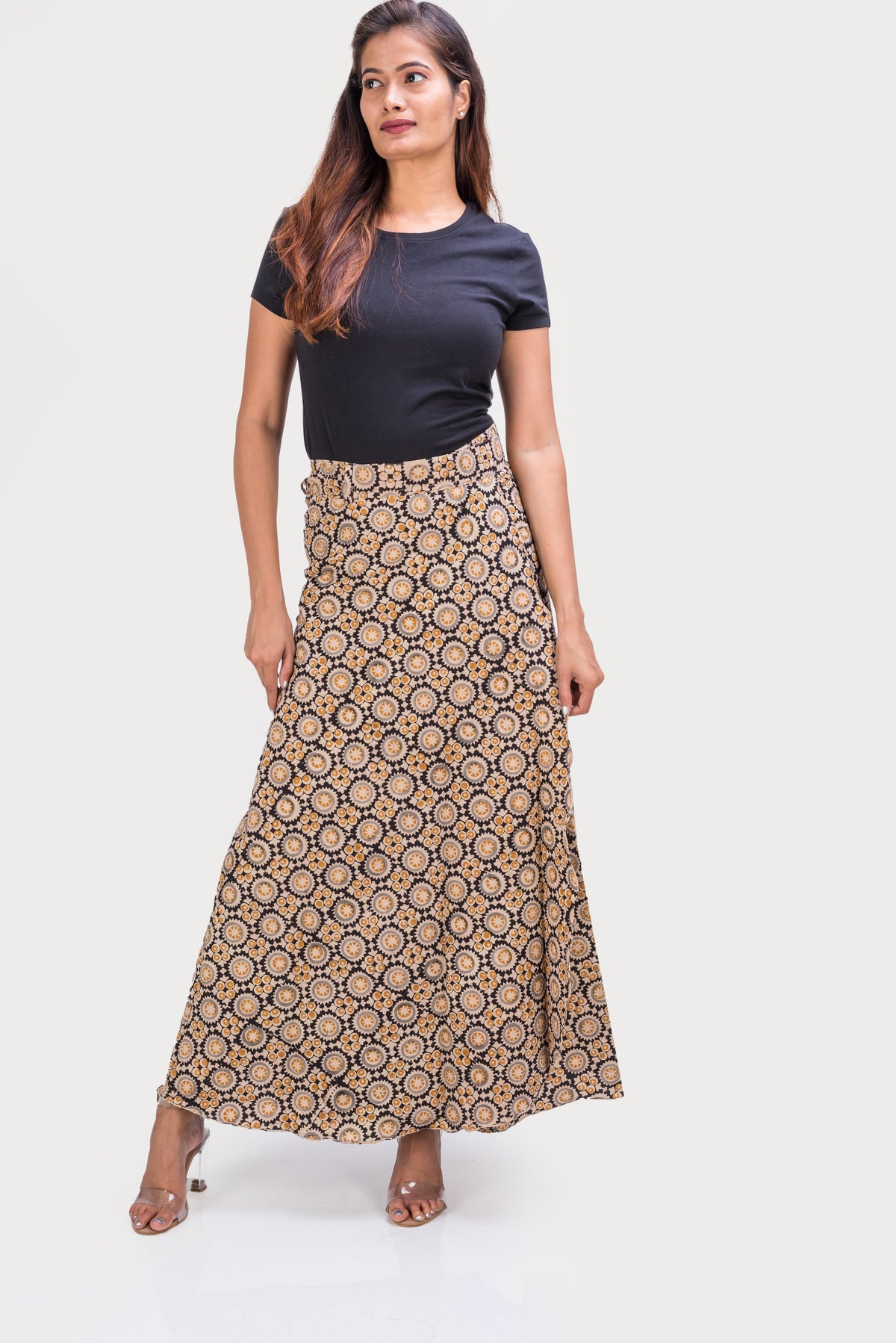 KK3012 Wrap Skirt - Circles Beige