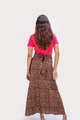 KK3011 Wrap Skirt - Flowers Brown