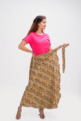 KK3014 Wrap Skirt - Flowers Yellow