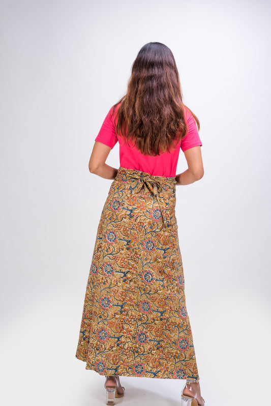 KK3004 Wrap Skirt -Green Flowers