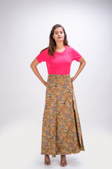 KK3004 Wrap Skirt -Green Flowers