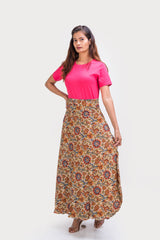 KK3003 Wrap Skirt-Flowers Beige