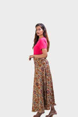 KK3003 Wrap Skirt-Flowers Beige