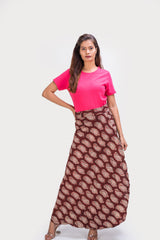 KK3017  "Wrap Skirt" - Brown Paisley