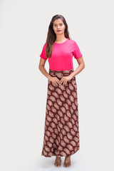 KK3017  "Wrap Skirt" - Brown Paisley