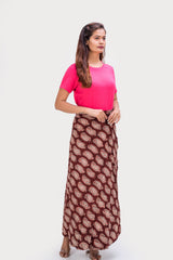 KK3017  "Wrap Skirt" - Brown Paisley