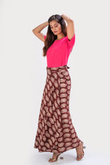 KK3017  "Wrap Skirt" - Brown Paisley