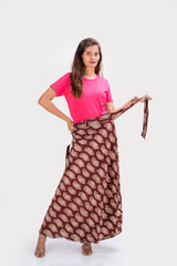 KK3017  "Wrap Skirt" - Brown Paisley